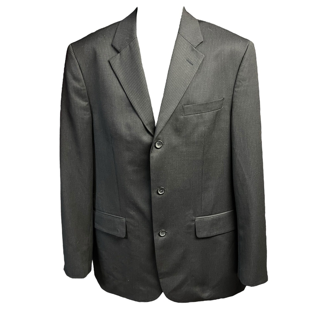 Banana Republic Jacket 42r Dark Grey Pinstripe Blazer‎ Wool Lined Classic Office